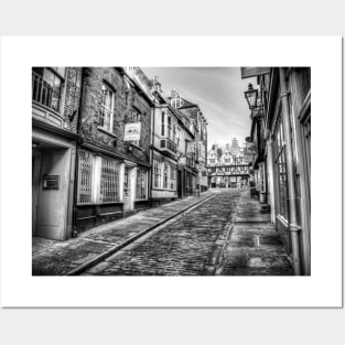 Castle Hill, Lincoln City, England, Black And White Posters and Art